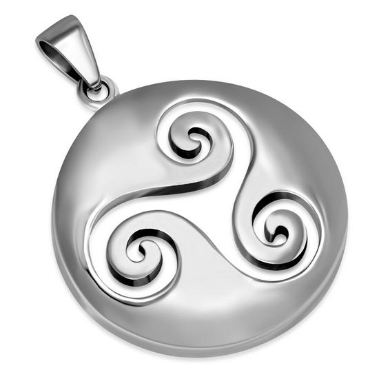 Celtic Triskele Triple Spiral Silver Pendant, p638
